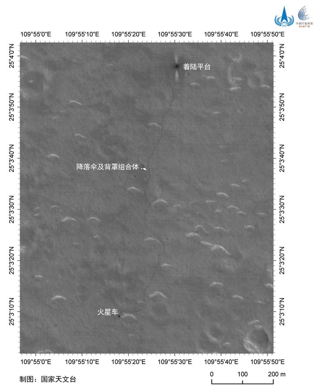 △环绕器拍摄火星车行驶轨迹